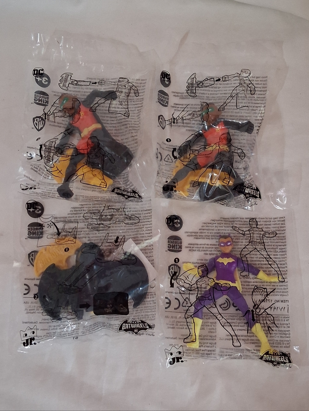 Vintage Burger King DC Batwheels Kids Meal Toys NIP 4pc